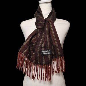 Christian Dior Made In Japan Vintage 90s 100% Acrylic Cashmaire Fringe Scarf OS